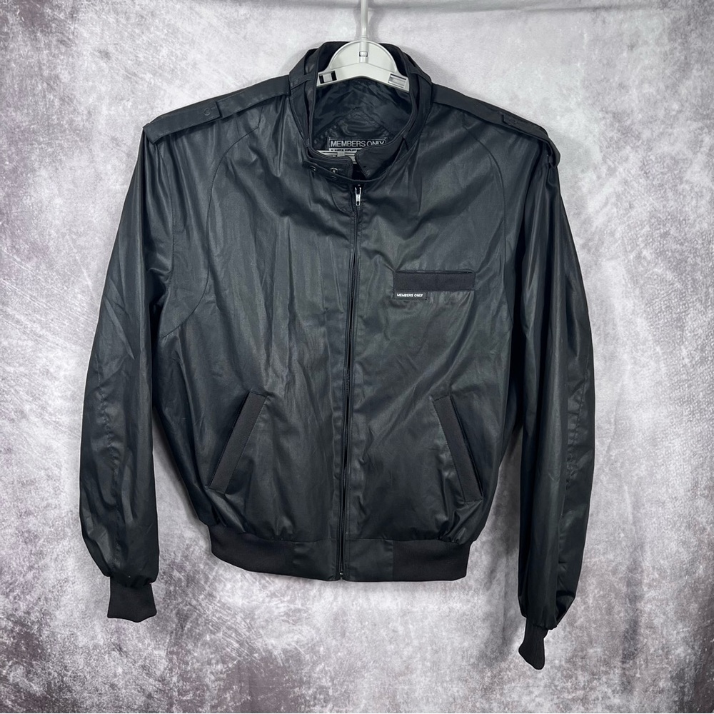 Members Only Iconic Racer Mens Black Classic Full Zip Lightweight Jacket Sz 42